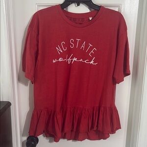 Pressbox Red Ruffled Short Sleeve T-Shirt 2X - NC State
